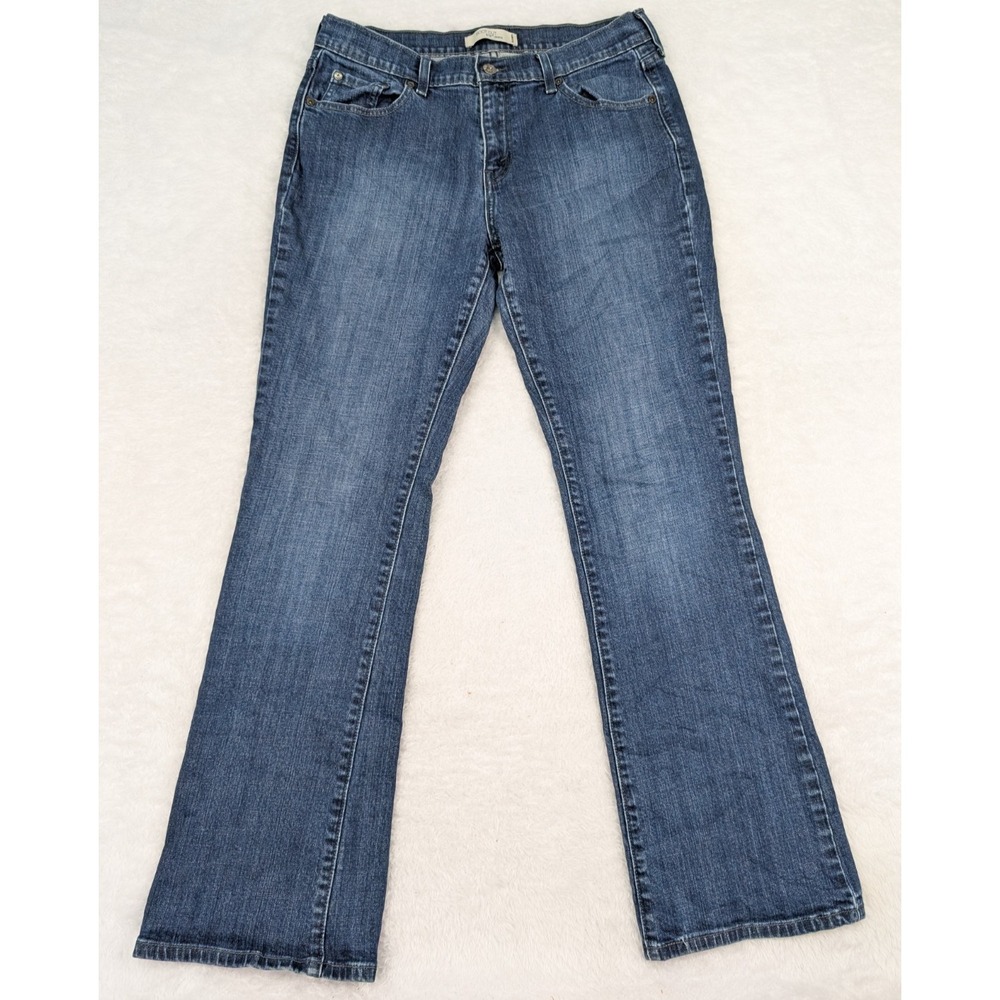 Levi's 515 Bootcut Jeans Women's 12 Blue Studded Distressed Stretch Denim